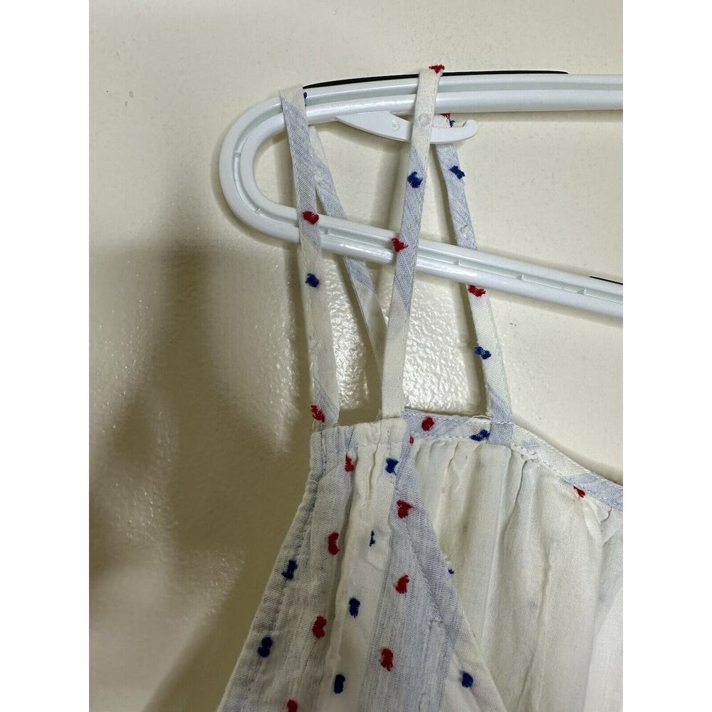 Loft Patriotic Swiss Dot Cotton Clip Strappy Button Midi Dress Sz 14 MSRP $120 - Picture 7 of 12